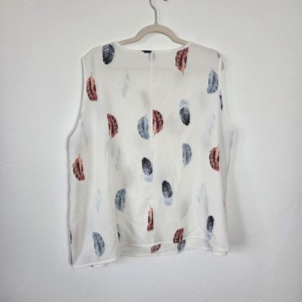 Plus Size 4X Feather Camisole Blouse Top White Boho Summer Festival Gypsy Hippie - Picture 4 of 5